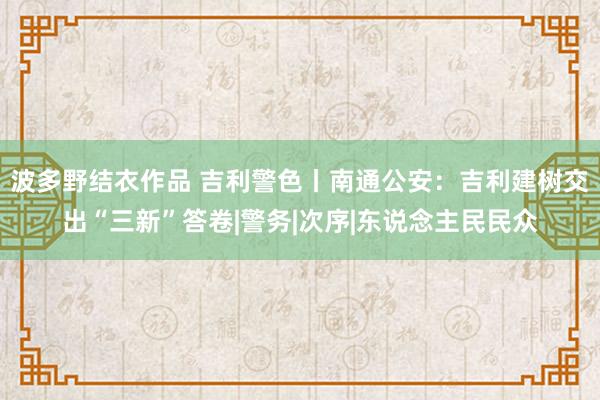 波多野结衣作品 吉利警色丨南通公安：吉利建树交出“三新”答卷|警务|次序|东说念主民民众