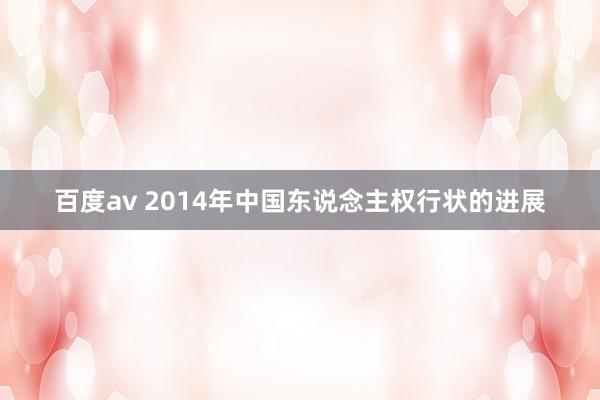 百度av 2014年中国东说念主权行状的进展